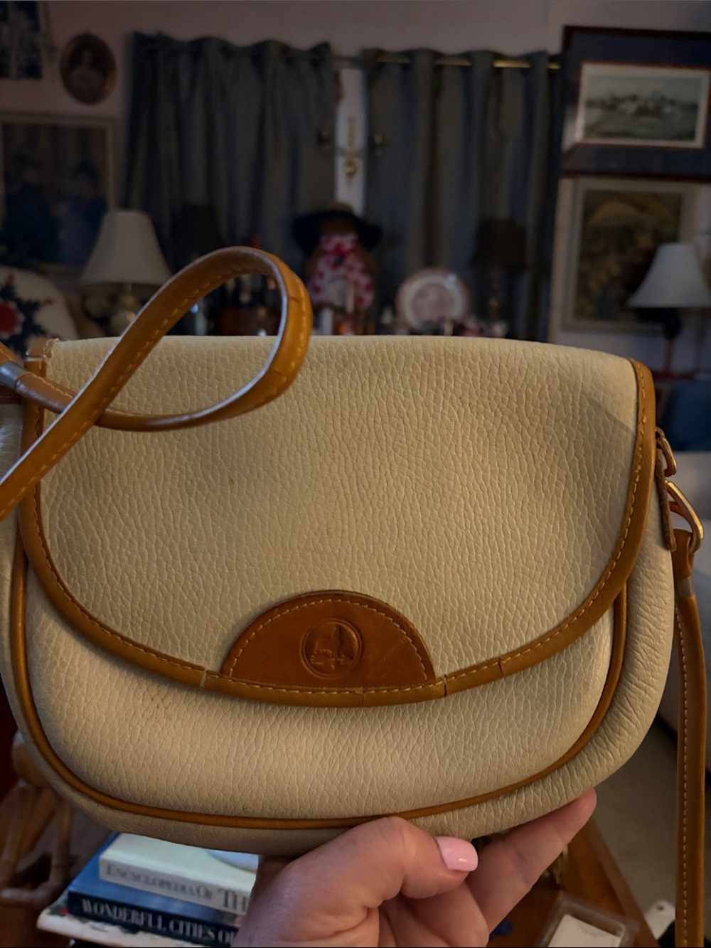 Dooney & Bourke Cream Crossbody with Tan Trim